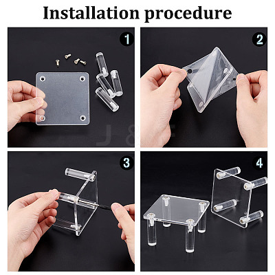 Square Transparent Acrylic Minifigure Display Stands ODIS-WH0002-48A-1