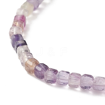 Natural Gemstone Cube Beaded Stretch Bracelet for Women BJEW-JB08976-1