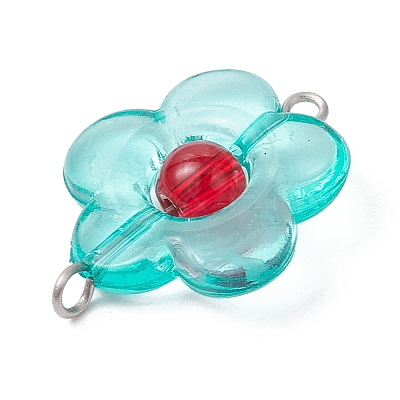Transparent Acrylic & Glass Flower Connector Charms PALLOY-JF03720-1