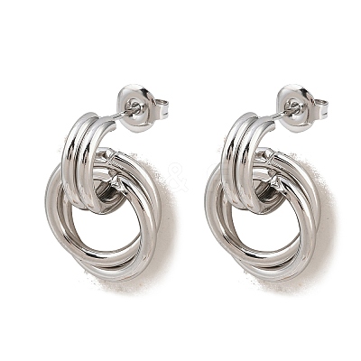 304 Stainless Steel Twist Ring Stud Earrings EJEW-P324-05P-1