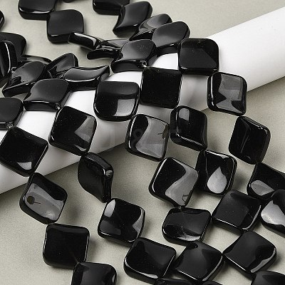 Natural Black Stone Beads Strands G-L239-18-1