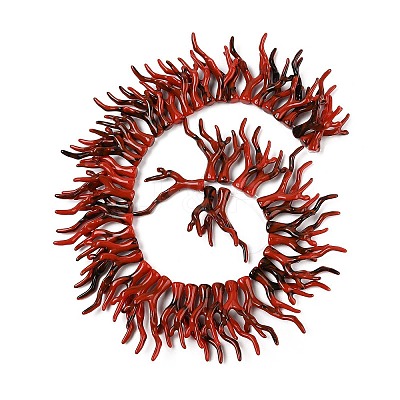 Opaque Acrylic Imitation Coral Beads Strands SACR-P033-02B-06-1