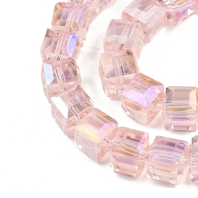 Electroplate Glass Beads Strands EGLA-D018-8x8mm-32-1