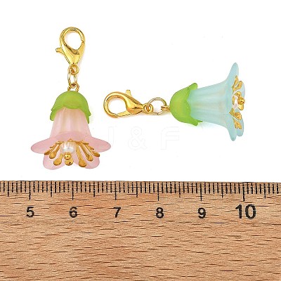 Transparent Acrylic Flower Pendant Decorations HJEW-JM05036-1