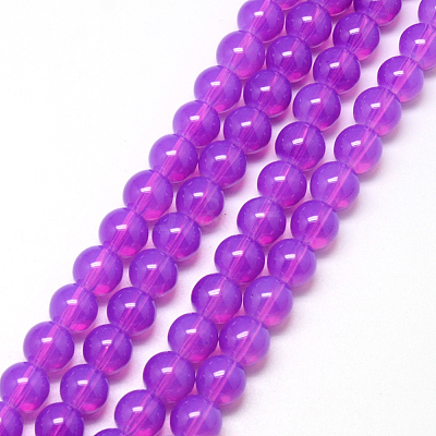 Baking Paint Glass Beads Strands X-DGLA-Q023-8mm-DB27-1
