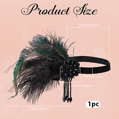 Alloy & Rhinestone & Feathers & Polyester Headbands OHAR-WH20011-14B-1