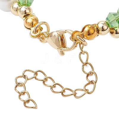 Christmas Glass & Baking Paint Pearlized Glass Pearl Round Beaded Bracelets for Women BJEW-JB12441-02-1