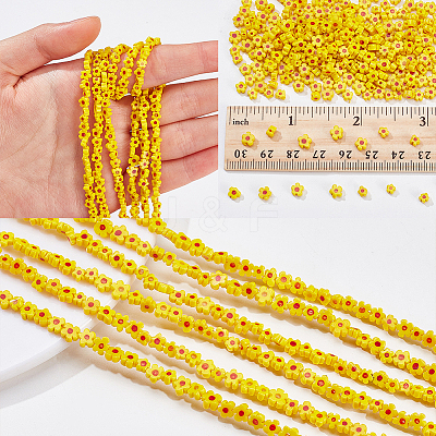 3Strands Handmade Millefiori Glass Bead Strands LAMP-NB0002-06-1