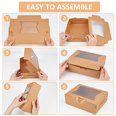 20Pcs Rectangle Kraft Paper Storage Gift Boxes with Clear Visible Window CON-BC0007-42-1-1