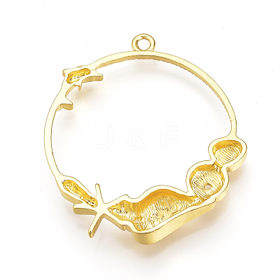 Rack Plating Alloy Open Back Bezel Pendants PALLOY-Q351-31G-FF-1