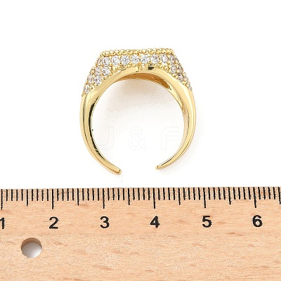 Heart Brass Micro Pave Cubic Zirconia Cuff Rings for Women RJEW-A069-11G-01-1