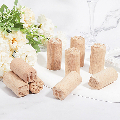 6Pcs 6 Styles Round Wooden Traditional Chinese Moon Cake Molds AJEW-CA0004-23-1