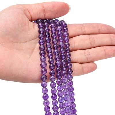 Natural Amethyst Beads Strands G-C073-6mm-3-1