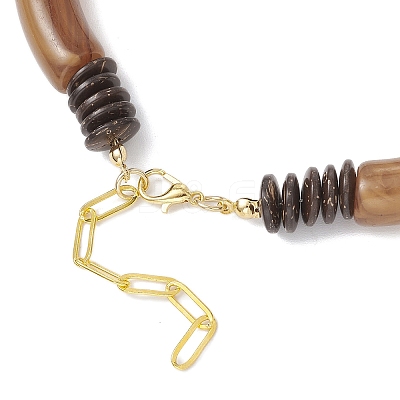 12MM Two Tone Acrylic & CCB Plastic & Coconut Curved Tube Beaded Necklaces for Women NJEW-JN05373-03-1