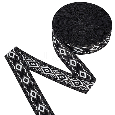 10Yards Ethnic Style Rhombus Polyester Ribbon SRIB-FG0001-35A-1