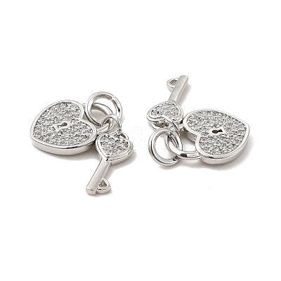 Brass Micro Pave Clear Cubic Zirconia Charms KK-E068-VB177-1