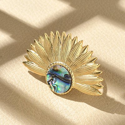 Flower 304 Stainless Steel Paua Shell Finger Rings for Women RJEW-G346-11G-01-1
