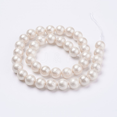 Wrinkle Textured Shell Pearl Beads Strands X-BSHE-E016-10mm-07-1