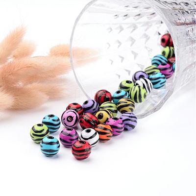 Mixed Zebra Striped Acrylic Beads X-SACR-C020-51-1