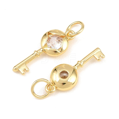 Brass Micro Pave Clear Cubic Zirconia Pendants KK-H292-12G-1