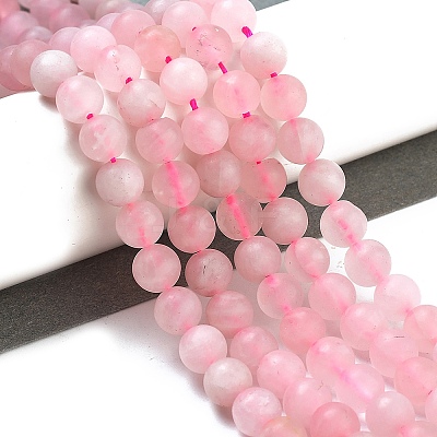 Frosted Natural Rose Quartz Bead Strands X-G-J120-30-6mm-1
