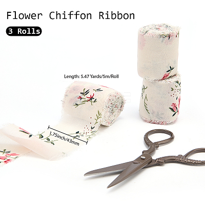 5M Polyester Fringe Flower Printed Ribbon OCOR-WH20006-19A-1