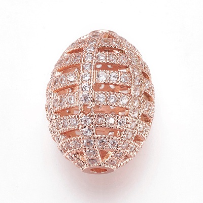 Brass Micro Pave Cubic Zirconia Beads ZIRC-F090-02RG-B-1