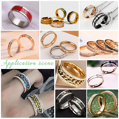 14pcs 7 size Unisex Stainless Steel Grooved Finger Ring Sets RJEW-UN0002-65BL-1