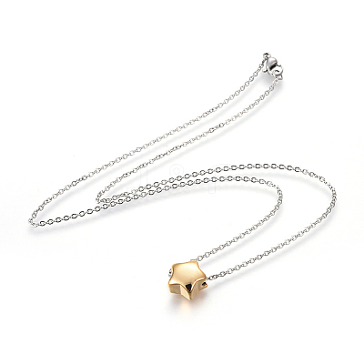 304 Stainless Steel Pendant Necklaces NJEW-L154-01GP-1