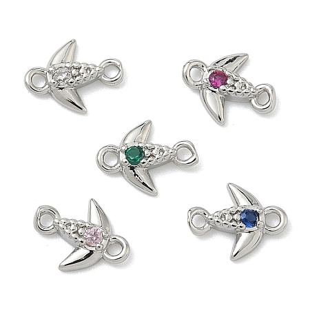 Brass Pave Cubic Zirconia Fish Connector Charms KK-G548-17P-1