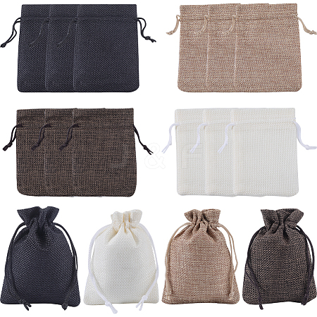 Beebeecraft 4 Colors Polyester Imitation Burlap Packing Pouches Drawstring Bags ABAG-BBC0001-04A-1