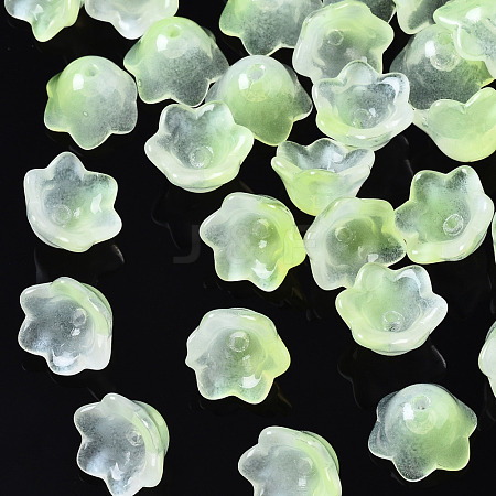 Transparent Two Tone Spray Painted Glass Beads GLAA-Q089-002B-010-1