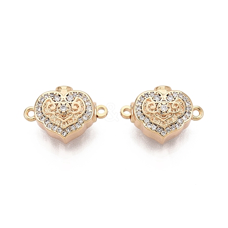 Brass Micro Pave Clear Cubic Zirconia Box Clasps KK-Q074-07G-1