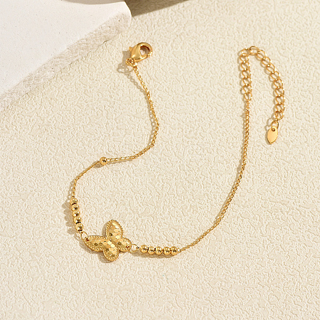 Summer Beach Brass Butterfly Link Anklets for Women JO8539-1
