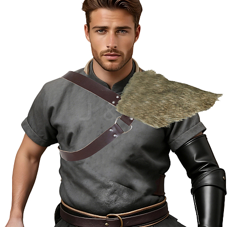 1Pc Medieval Faux Fur Single Shoulder Armor AJEW-CL0004-81-1