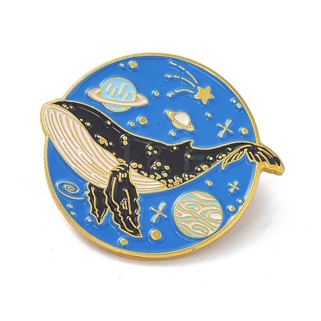 Whale with Planet Enamel Pin JEWB-C008-38G-1