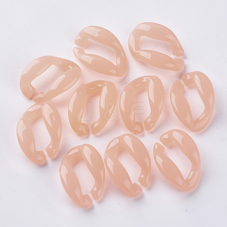  Jewelry Beads Findings Acrylic Linking Rings, with Imitation Jelly Style, Twist, LightSalmon, 37~39x25~27x13~14mm, Inner Diameter: 25x7~8mm, about 130pcs/500g