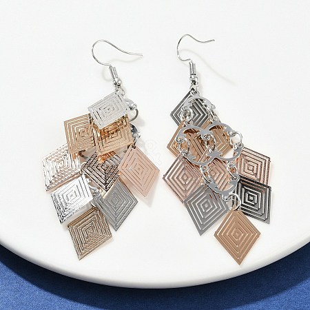 430 Stainless Steel Rhombus Dangle Earrings EJEW-A137-01P-02-1
