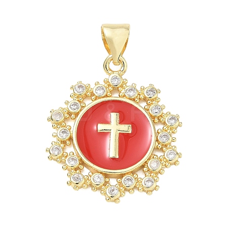 Religion Cross Brass Micro Pave Clear Cubic Zirconia Pendants CU-CBA83A6-03D-G03-1