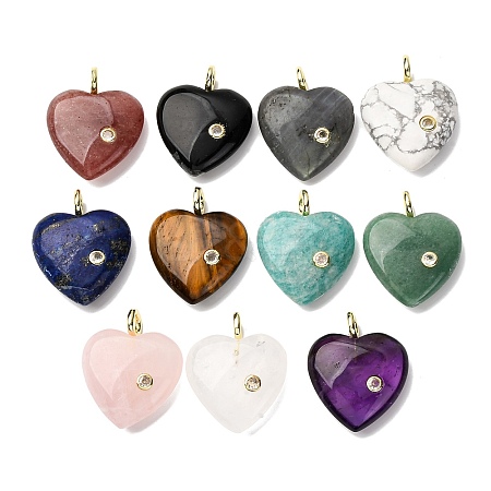 Natural Mixed Gemstone Pendants G-P588-01G-1