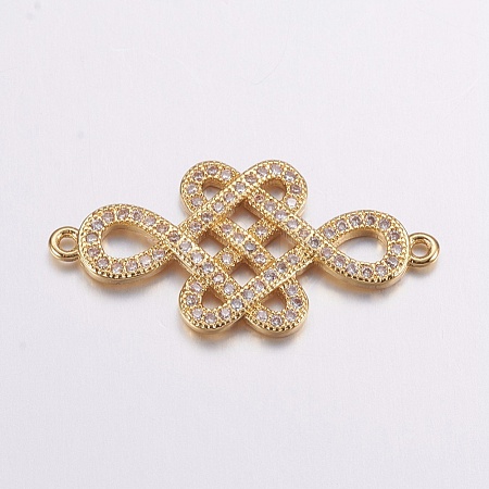 Brass Micro Pave Cubic Zirconia Links ZIRC-G125-06G-1