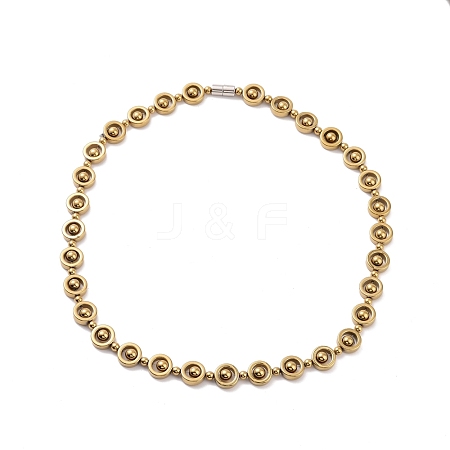 Synthetic Hematite & Brass Column Beaded Necklace with Magnetic Clasps NJEW-G047-01C-1