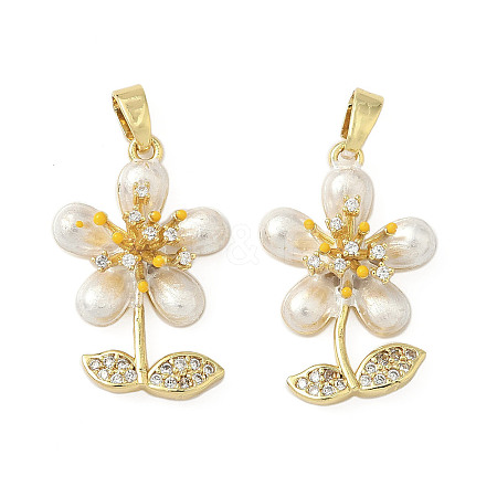 Brass Micro Pave Cubic Zirconia Pendants KK-H076-06G-02-1