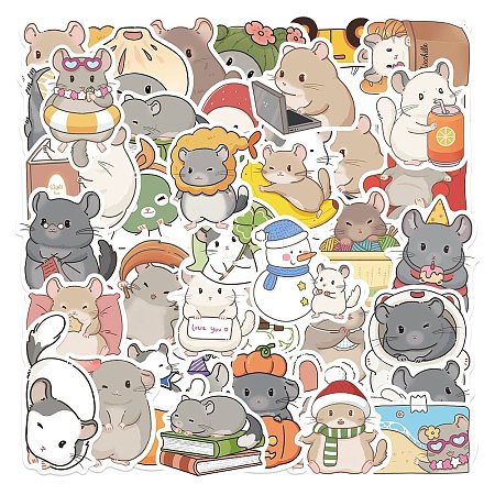 50Pcs Mouse PVC Waterproof Cartoon Stickers STIC-T0001-10-1