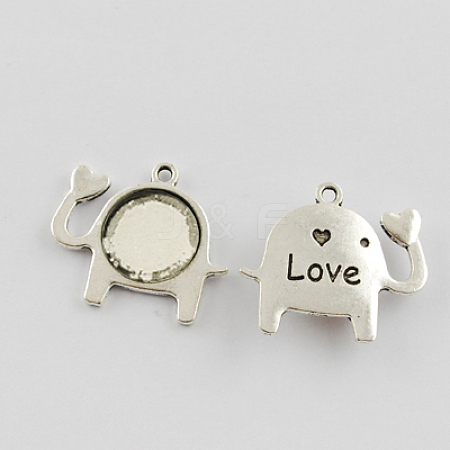 Zinc Alloy Pendant Cabochon Settings TIBEP-R327-AS-LF-1
