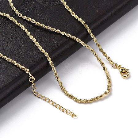 Rack Plating Brass Rope Chain Necklaces for Women NJEW-A035-02G-1