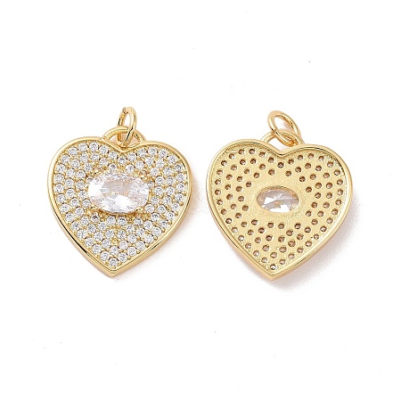 Heart Brass Micro Pave Cubic Zirconia Pendants KK-G435-01G-04-1