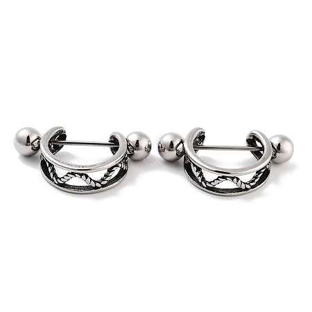 Multi-Strand 316 Surgical Stainless Steel Shield Barbell Hoop Earrings EJEW-Z050-56B-AS-1