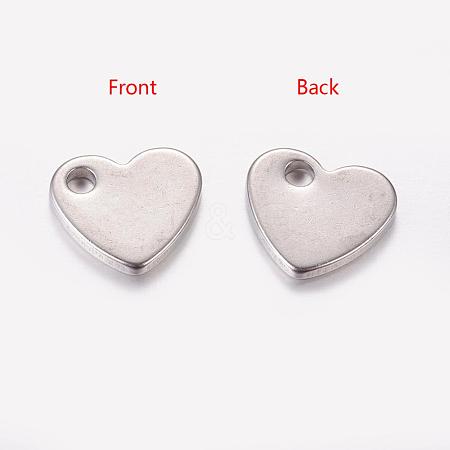 Original Color Blacnk Stamping Tag Heart Charms 304 Stainless Steel Pendants X-STAS-Q112-1