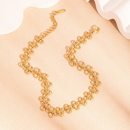 304 Stainless Steel Ring Link Chain Bracelets for Women BJEW-Z134-02G-1
